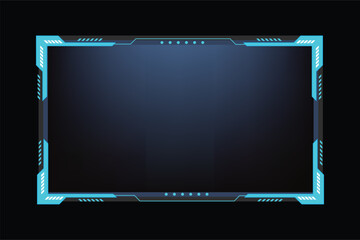 Live gaming overlay vector with a dark background. Online gaming overlay design for online gamers. Futuristic ice color streaming overlay design with colorful buttons and frosty decoration.