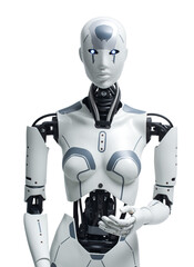 AI humanoid robot looking at camera