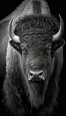 texas bison black and white background 