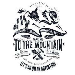 mountain and type illustration for print
