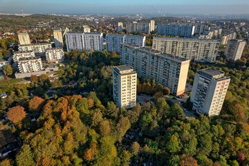several apartment blocks of the old housing estate from the times of PRL in Gdansk, Poland