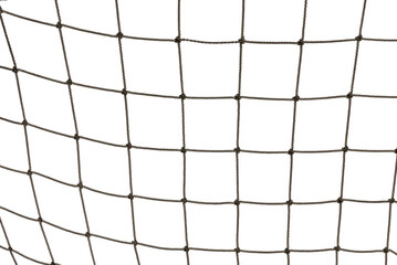 Football or tennis net. Rope mesh on a white background close-up