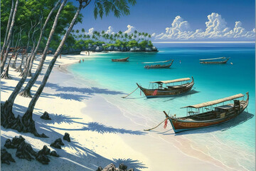 Fototapeta premium Capturing the Beauty of Bali's Idyllic Tropical Beach through Generative AI