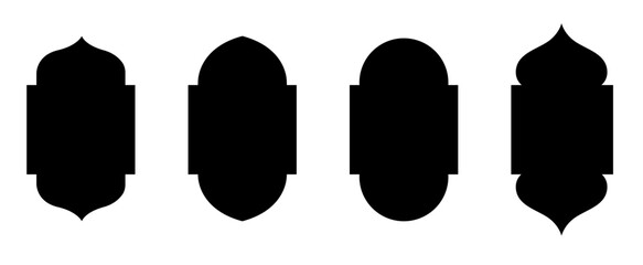 set of islamic frames shapes badges. set of silhouette of Islamic Bagde. Arab frame set