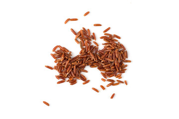 Red rice closeup on white