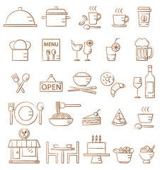 Hand drawn restaurant icons set 1