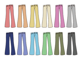 フレアパンツのイラストセット