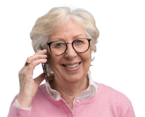 Happy senior lady talking on the phone