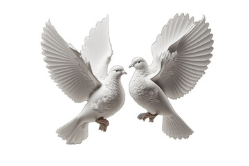 Obraz premium White dove isolated on transparent background. White pigeon transparent realistic isolated vector illustration. 