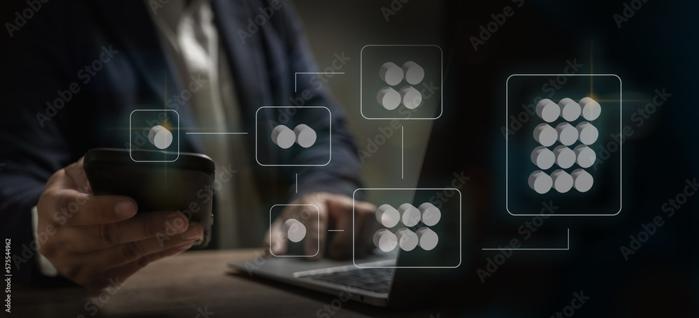 Poster process and workflow analysis for businessman process with flowchart quality control plan a project 