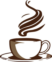 Steaming Cup of Coffee on White Background - Vector Illustration