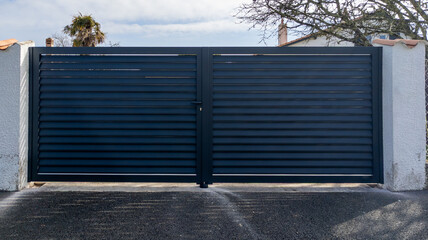 grey gate of home aluminum portal suburb door in house entrance