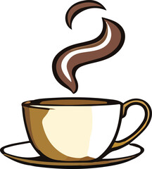 Steaming Cup of Coffee on White Background - Vector Illustration
