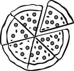 Delicious Pizza Slice Icon Isolated on White Background - Vector Illustration