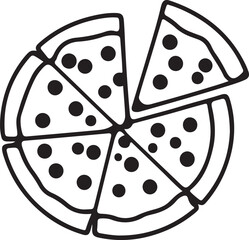 Delicious Pizza Slice Icon Isolated on White Background - Vector Illustration