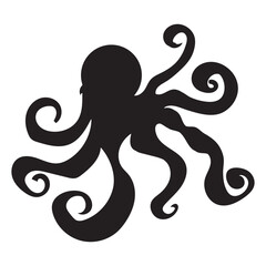 Octopus silhouette. Vector illustration isolated on white background.