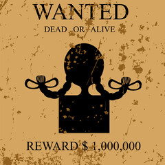 Silhouette of person on most wanted retro poster with inscription.  © Olga Igumenova