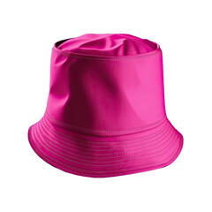 Bucket hat isolated, mockup template. Fuschia bucket hat. Dark pink hat. Mock-up for branding and advertise isolated on transparent background.	