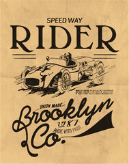 Obraz premium vintage motor illustration and type for print