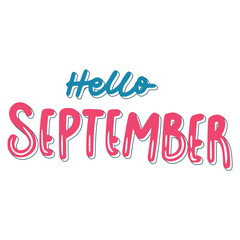 Hello September Lettering Sticker. Autumn Lettering Stickers