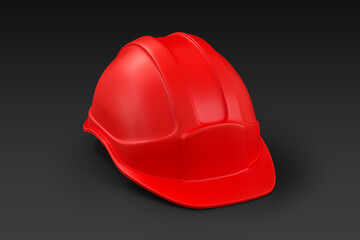 Fototapeta premium Red Hard Helmet Isolated on Black Background. 3d Rendering