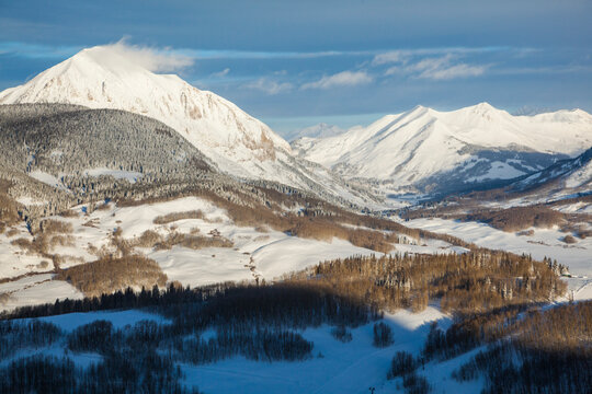 Elk Range, including Gothic Mountain and Avery Peak, from Crested Butte, Colorado, USA