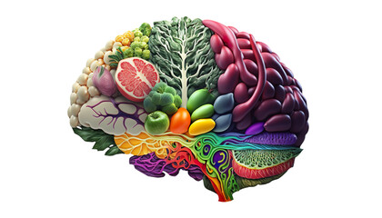 Human Brain Made Of Variety Of Colorful Vegetables - Generative AI
