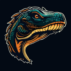 Monitor lizard face mascot esport logo vector illustration