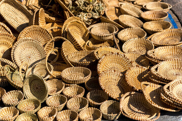 Various hand woven baskets, Charleston, South Carolina, USA