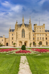 Fototapeta premium Flowerbed in the garden of castle Lednice