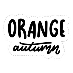 Orange Autumn Lettering Sticker. Autumn Lettering Stickers