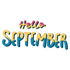Hello September Lettering Sticker. Autumn Lettering Stickers