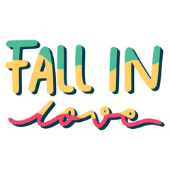Fall In Love Lettering Sticker. Autumn Lettering Stickers