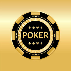 Fototapeta premium Vector casino chip on golden background