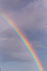 View of a rainbow in front of the clouds