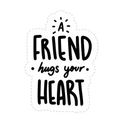 a friend hugs your heart happy friendship day stickers