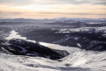 Åre mountain tops at winter in Sweden