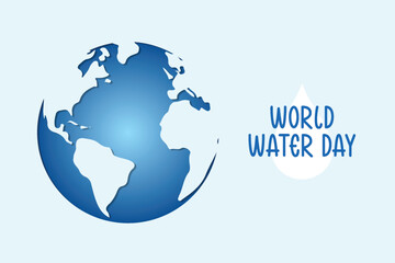 World water day concept with globe, modern watercolor vector illustration 