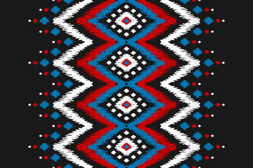 Fototapeta premium Carpet ethnic ikat pattern art. Geometric ethnic ikat seamless pattern in tribal. Mexican style. Design for background, wallpaper, illustration, fabric, clothing, carpet, textile, batik, embroidery.