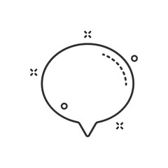 speech bubble outline vector illustration with memphis elements. speech bubble line icon for web, ui and social media design isolated on white background