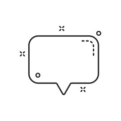 speech bubble outline vector illustration with memphis elements. speech bubble line icon for web, ui and social media design isolated on white background