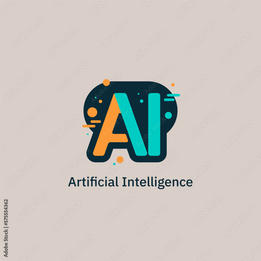 Poster Artificial intelligence and Machine learning concept logo. AI monogram initials letter text alphabet symbol. Neural networks and another modern technologies concept. Technology sci-fi concept. Vector