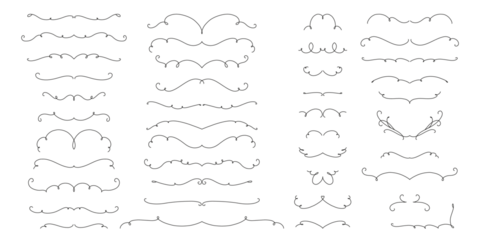 Hand drawn delicate frame design elements, flourish, dividers, lines, borders. Elegant vintage calligraphic. Decorative vignettes in retro style