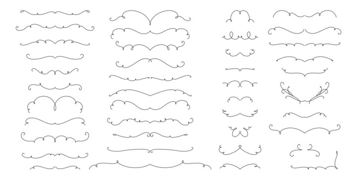 Hand drawn delicate frame design elements, flourish, dividers, lines, borders. Elegant vintage calligraphic. Decorative vignettes in retro style