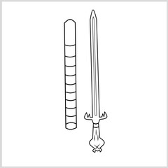 Jenawi Sword, Iconic Traditional Weapon from Riau, Indonesia. Vector Illustration