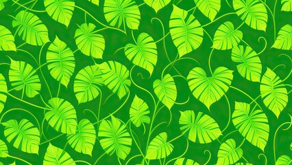 Fototapeta na wymiar Green plant leaves background, floral pattern for wallpaper