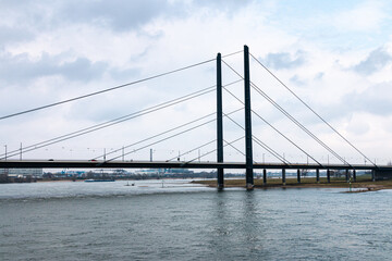 Bridge on Rhine with cloudy sky