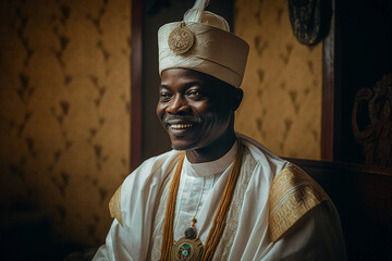 Generative AI. A smiling hausa monarch 