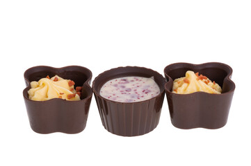chocolate sweets baskets isolated