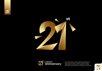 Number 21 gold logo icon design, 21st birthday logo number, 21st anniversary.
